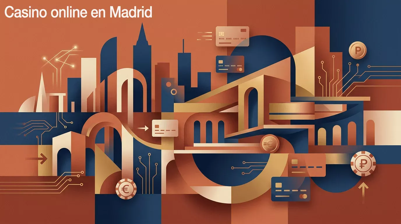 Silueta del skyline de Madrid con la Plaza de Colón sugerida y tonos cálidos terracota